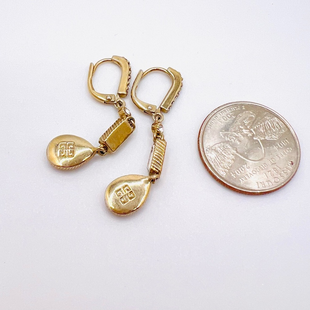 Givenchy Gold Tone & Rhinestone Dangle Drop Earri… - image 7